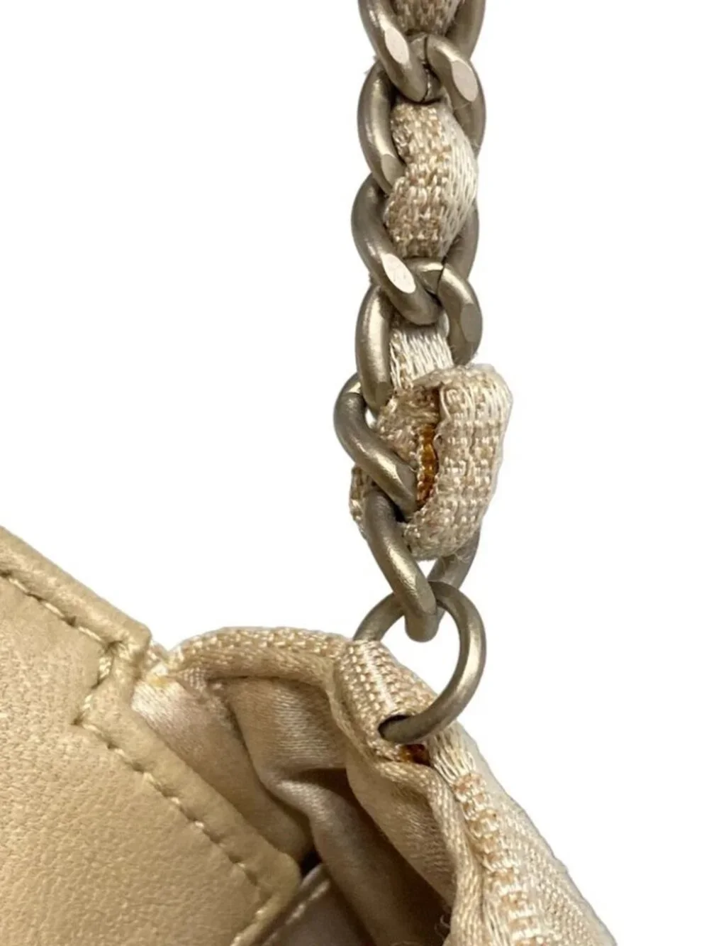 CHANEL New Travel Line Beige White Jacquard Leather Shoulder Bag